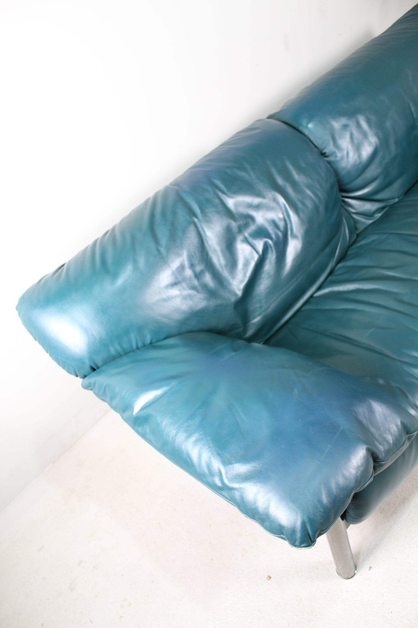 Vintage Italiaans design bank blauw leer