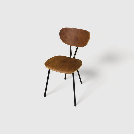 Vintage stoel, eetkamerstoel - gebogen hout, bruin, zwart