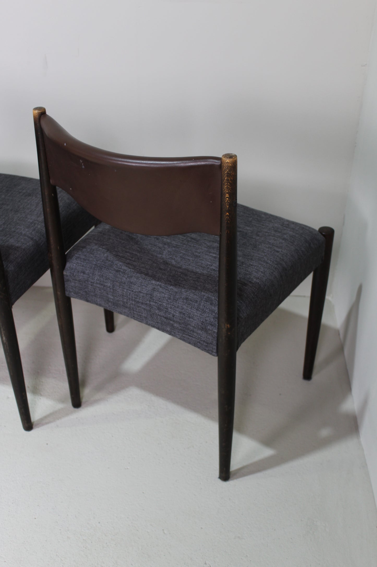 4x Vintage eetkamerstoelen - jaren '60, bruin, grijs