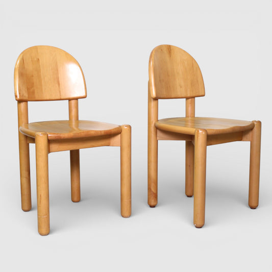 2x Design eetkamerstoelen massief hout