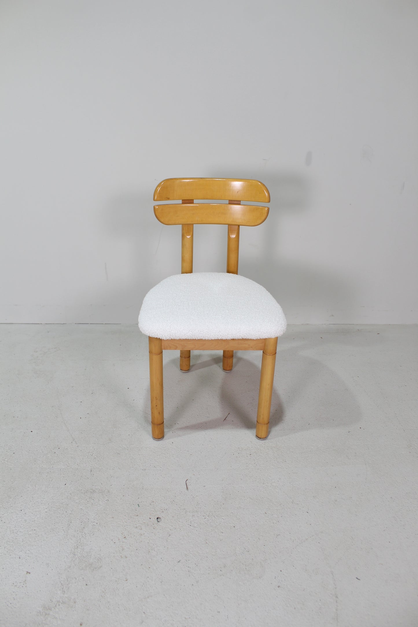 4x vintage eetkamerstoelen - teddy en hout, jaren '70