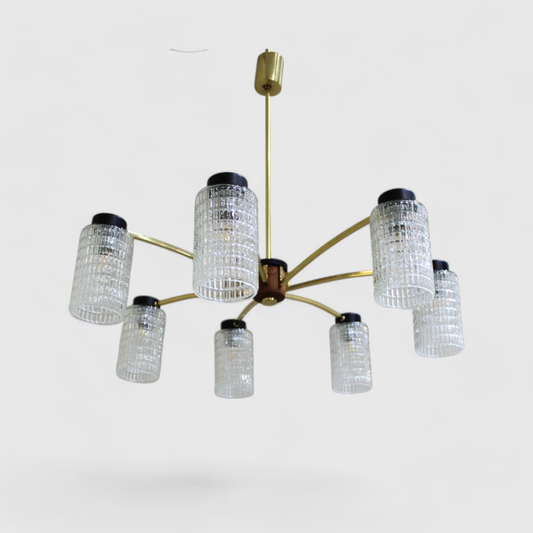 Vintage Pendelleuchte aus Messing mit 7 Armen – 1950er Jahre | 01364