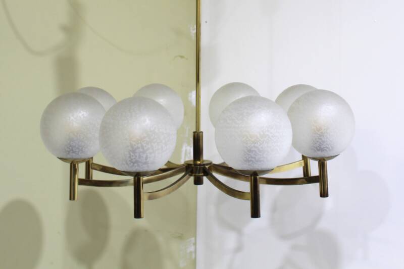 Vintage brass pendant lamp 8-arms | 00911