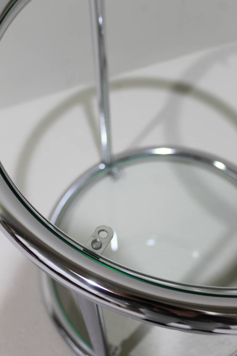 Vintage bijzettafel - glas, chroom