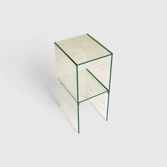 Vintage side table, pillar - glass | 00770