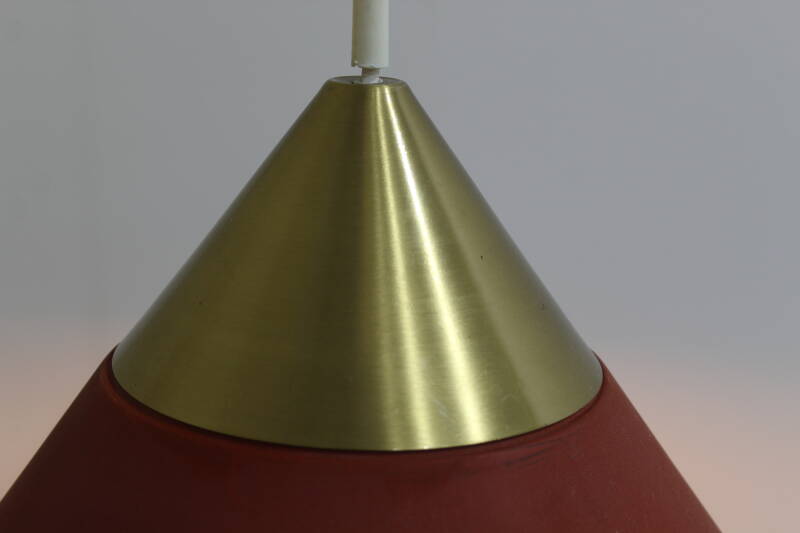 Vintage metalen hanglamp - Honsel Leuchten, jaren '70 rood, goud | 01172