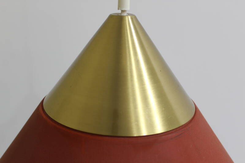 Vintage metalen hanglamp - Honsel Leuchten, jaren '70 rood, goud | 01172