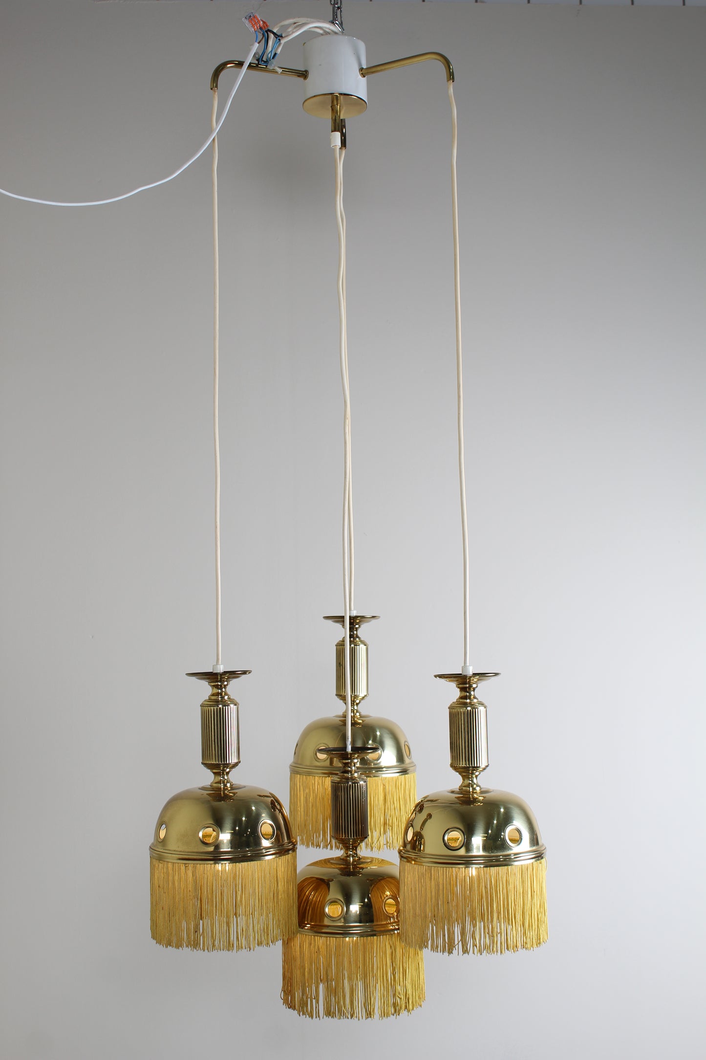 Vintage cascadelamp, hanglamp - messing jaren '70