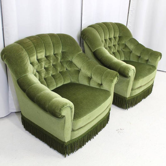 Vintage fauteuil green velvet