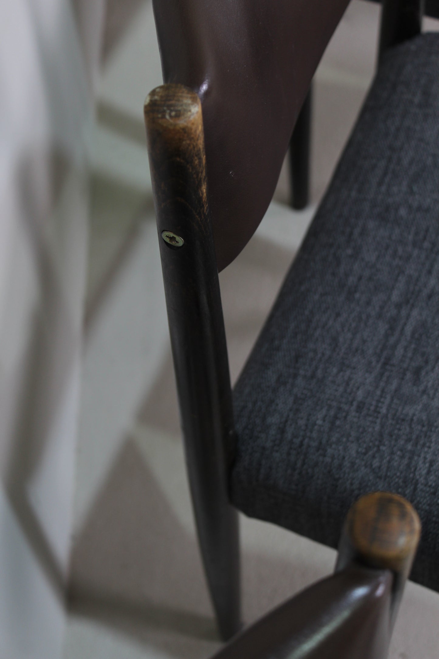 4x Vintage eetkamerstoelen - jaren '60, bruin, grijs