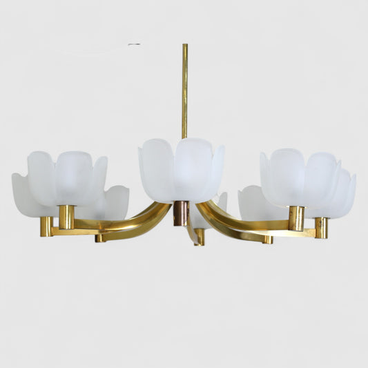 Vintage hanglamp, kroonluchter - messing jaren '70