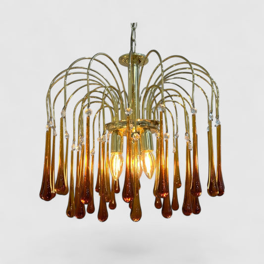 Vintage teardrop lamp - Murano, bruin, jaren '70