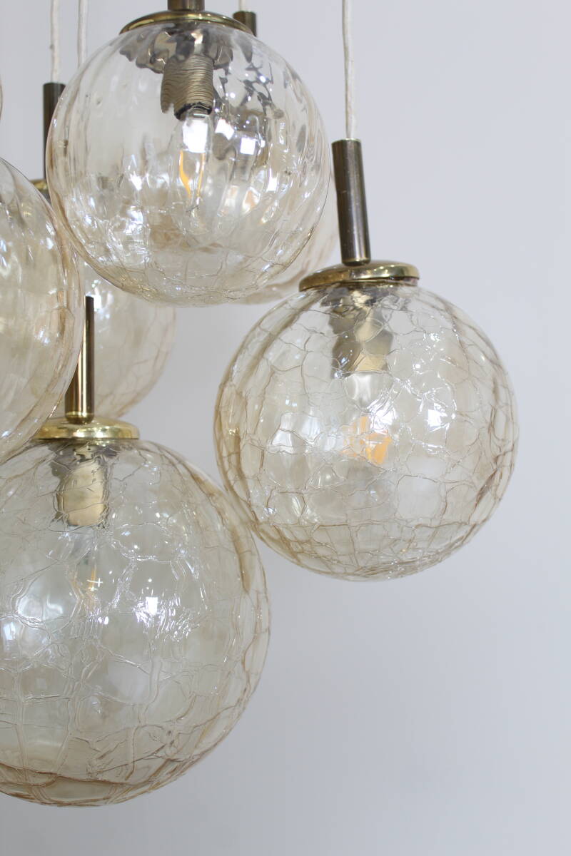 Vintage gouden cascadelamp, hanglamp met bollen - jaren '70 | 01367