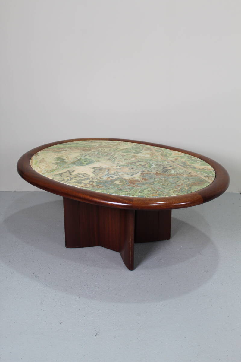 Vintage onyx salontafel - Hohnert design, ovaal, jaren '70 | 01303
