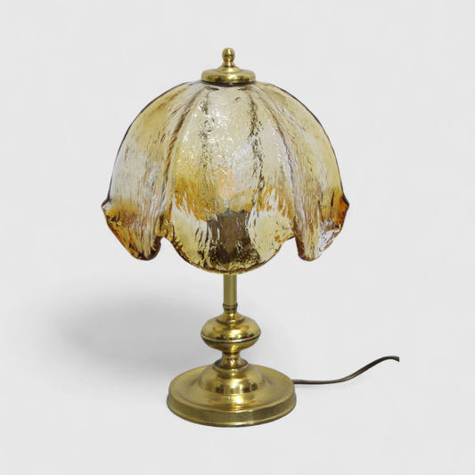 Vintage table lamp brass and glass - 70s | 01271