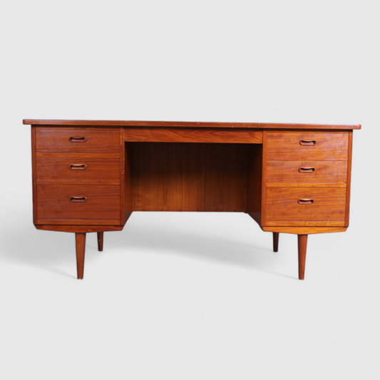 Vintage desk - Scandinavian Design, teak, linoleum, 60s | 01294