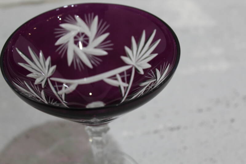 Vintage Crystal Martini Glass - Purple