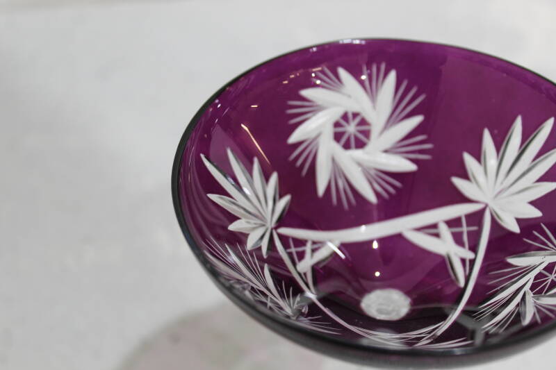 Vintage Crystal Martini Glass - Purple