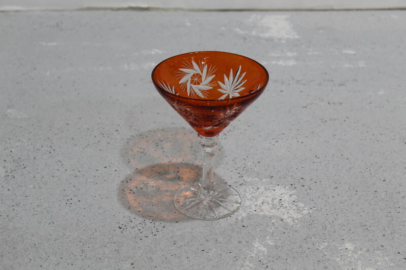 Vintage Crystal Martini Glass - Orange