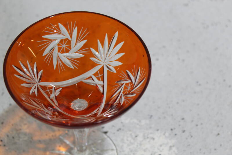 Vintage Crystal Martini Glass - Orange