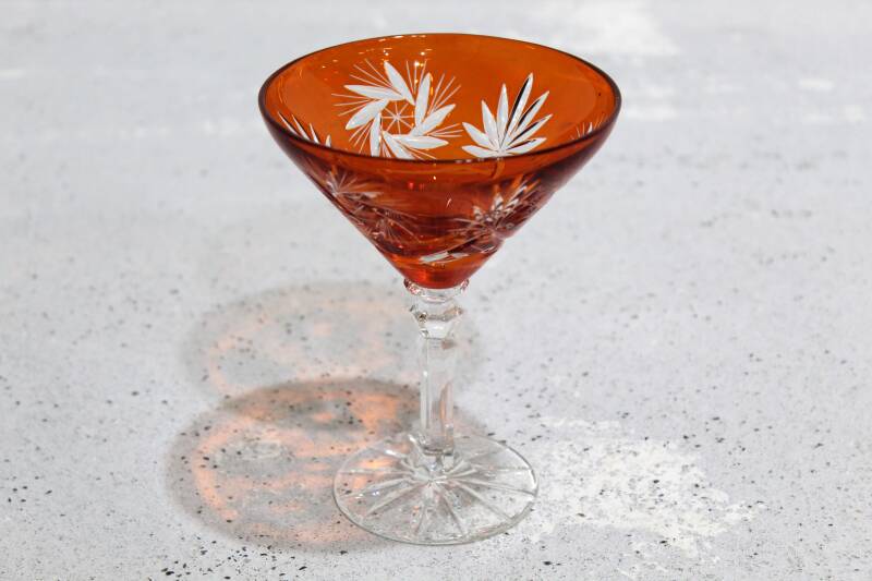 Vintage Crystal Martini Glass - Orange