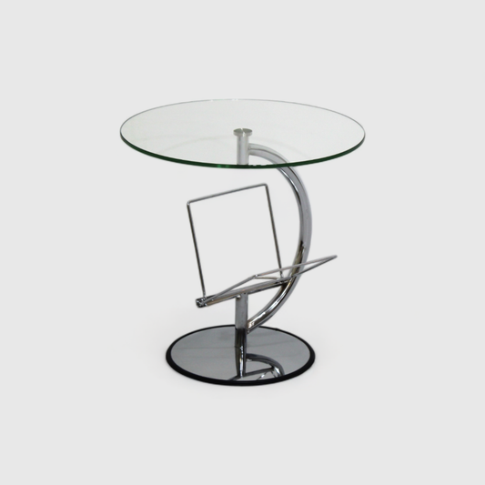 Vintage side table, magazine basket - 1960s chrome | 01027