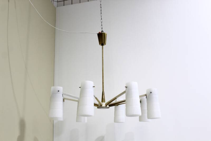 Vintage brass pendant lamp 8-arms | 01019