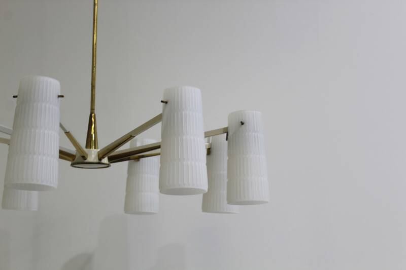 Vintage brass pendant lamp 8-arms | 01019