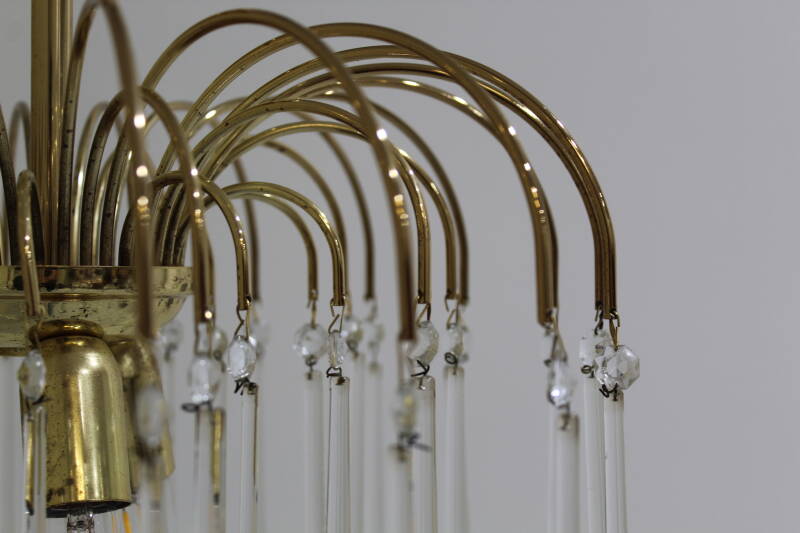 Vintage teardrop plafondlamp - transparant, messing Murano | 01005
