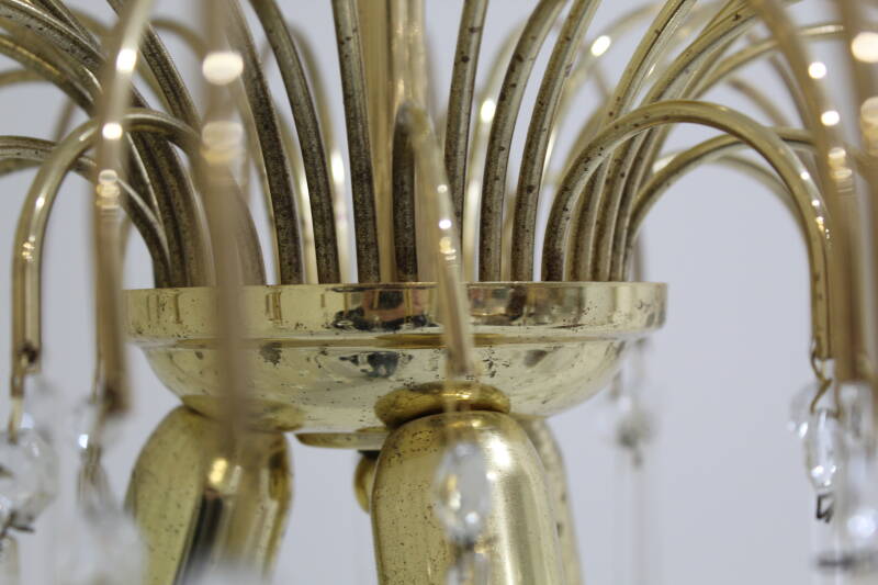 Vintage teardrop plafondlamp - transparant, messing Murano | 01005