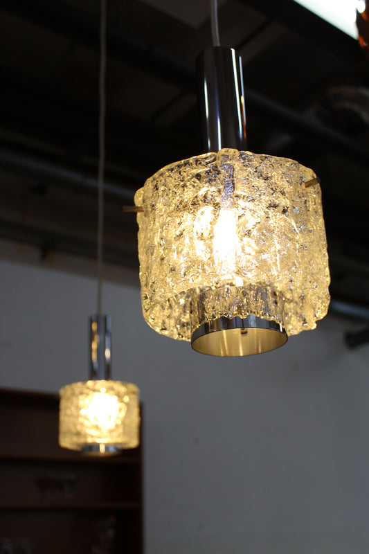 Egon Hillebrand ice glass hanglamp jaren '60