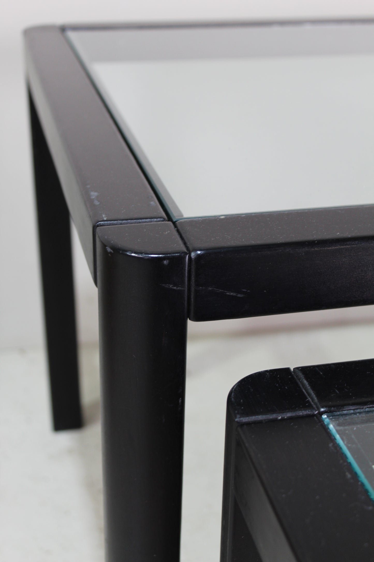 Vintage salontafel set, zwarte nesting tables