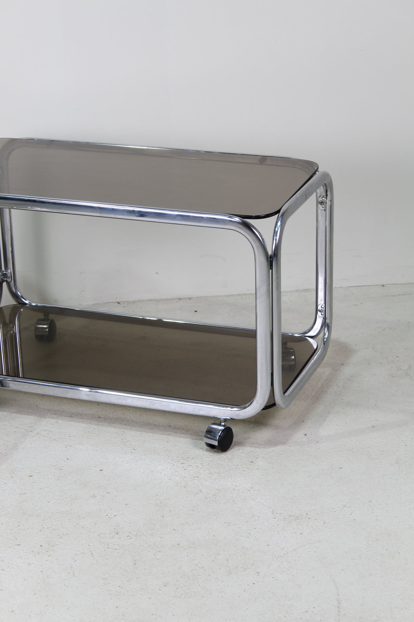 Vintage salontafel rookglas chroom