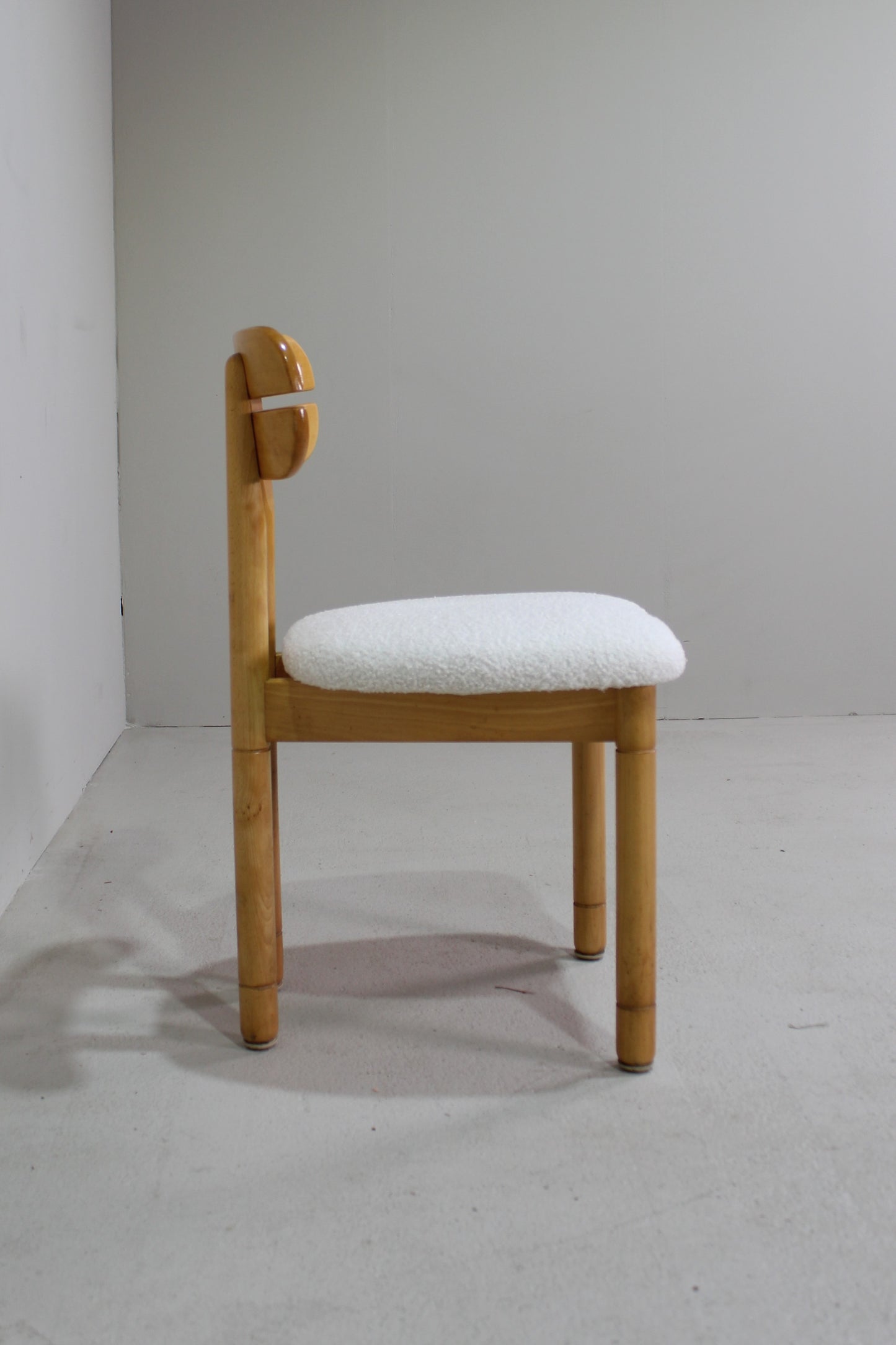 4x vintage eetkamerstoelen - teddy en hout, jaren '70