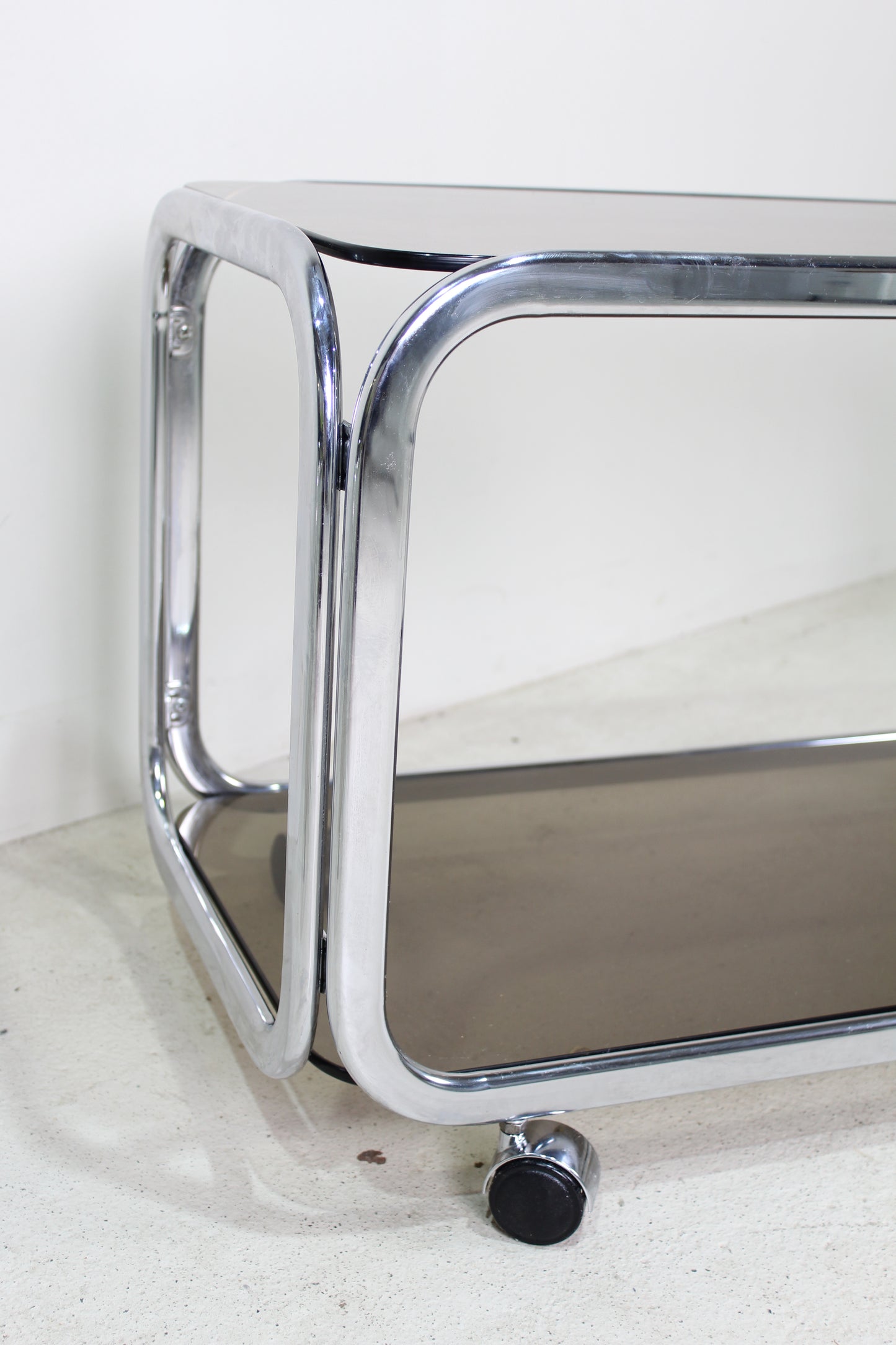 Vintage salontafel rookglas chroom