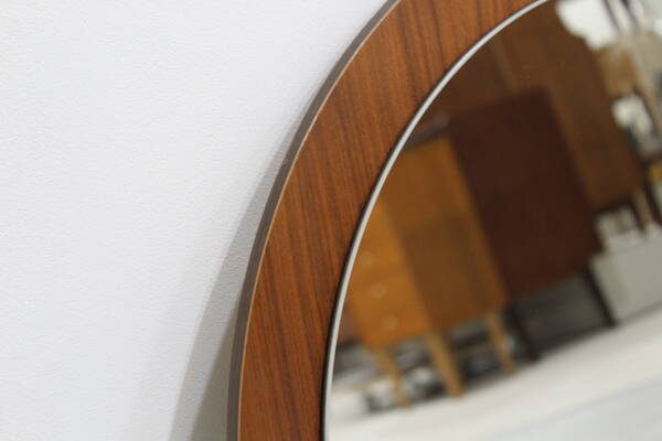 Vintage ronde spiegel – teak hout, jaren ’60 | 01134
