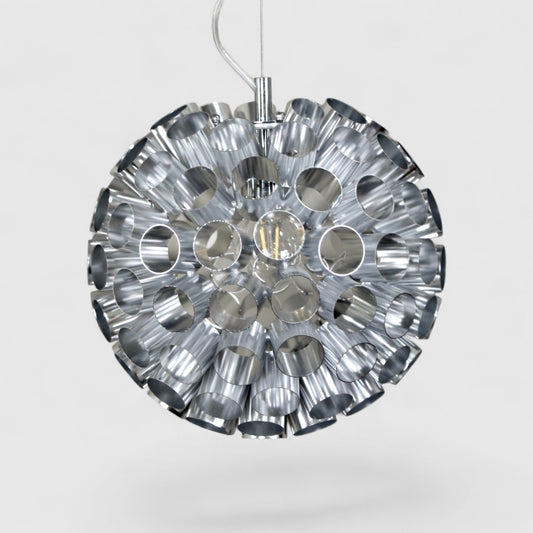 Vintage hanglamp, aluminium, bollamp, jaren '90