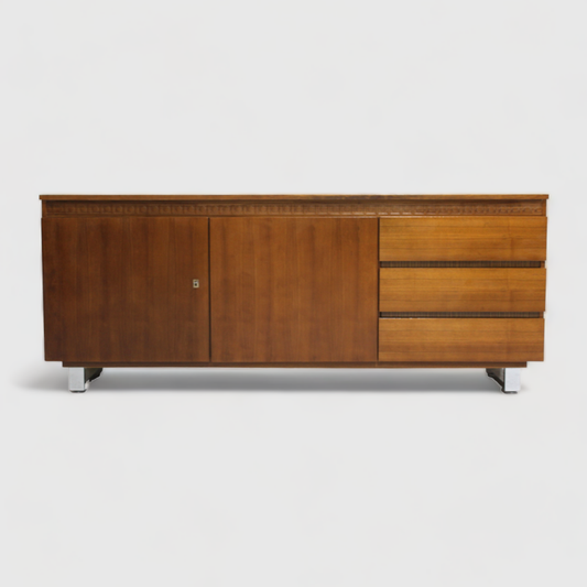 Vintage Sideboard, Anrichte - Holz, Chrom, 70er | 00984