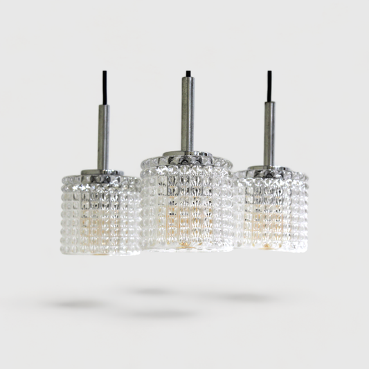 Vintage cascade lamp - transparent pressed glass | 01038