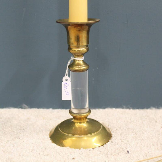 Vintage kandelaar - messing en glas
