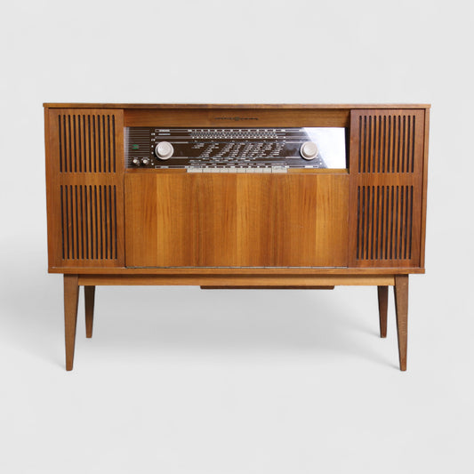 Vintage radiomeubel, muziekkast Loewe