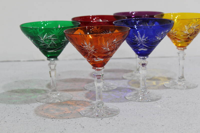 Vintage crystal martini glass - cobalt blue
