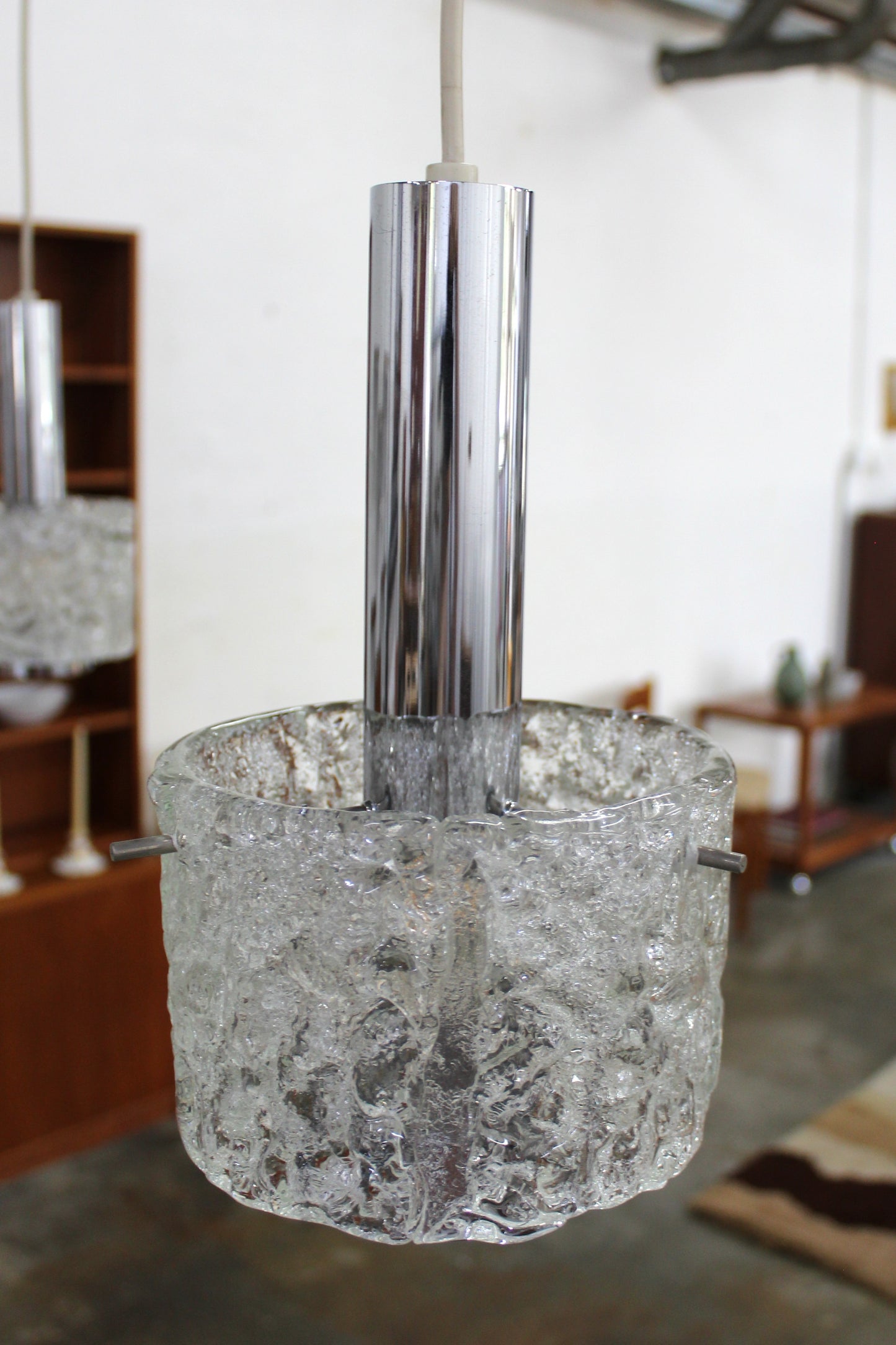 Egon Hillebrand ice glass hanglamp jaren '60