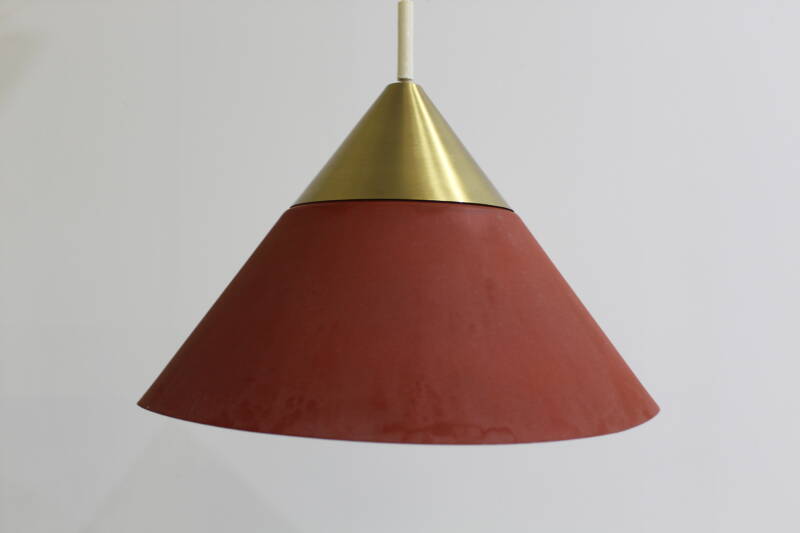 Vintage metalen hanglamp - Honsel Leuchten, jaren '70 rood, goud | 01172