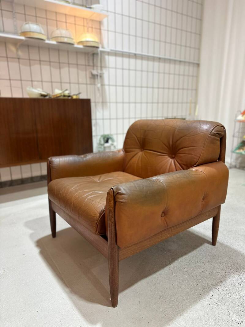 Vintage Ledersessel - 60er, braun | 01432