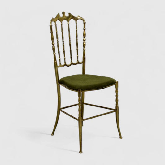 Vintage Chiavari Chair - Italian, Brass, Green | 01207