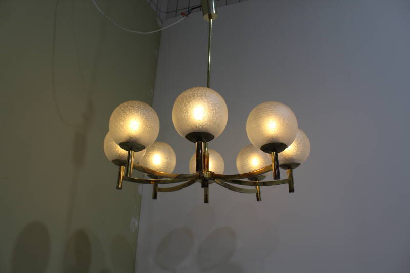 Vintage brass pendant lamp 8-arms | 00911