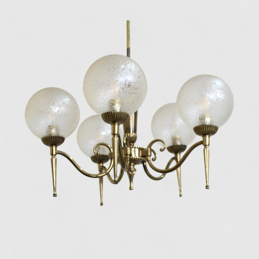 Vintage hanglamp, kroonluchter - messing jaren '50
