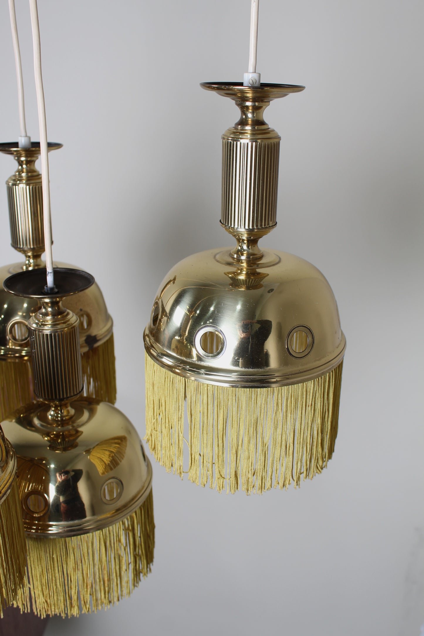 Vintage cascadelamp, hanglamp - messing jaren '70