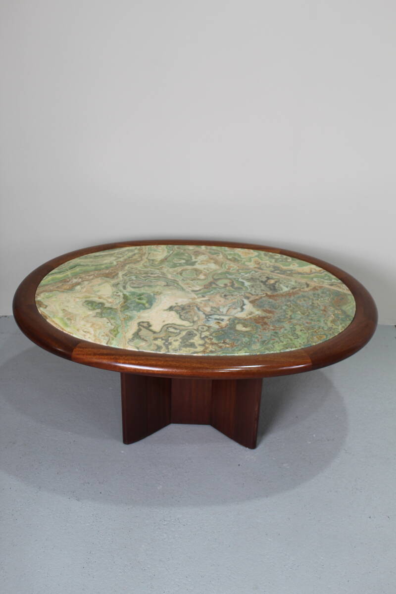 Vintage onyx salontafel - Hohnert design, ovaal, jaren '70 | 01303